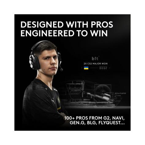 Гейминг мишка Logitech - Pro X2 Superstrike, оптична, безжична, бяла/черна